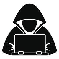 icono de la computadora portátil hacker, estilo simple vector