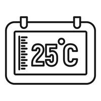 icono de control de temperatura de tableta digital, estilo de esquema vector