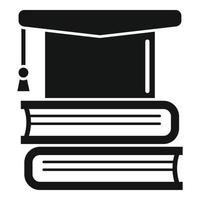 icono de sombrero graduado de biblioteca, estilo simple vector