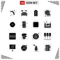 16 Icons Solid Style Grid Based Creative Glyph Symbols for Website Design Simple Solid Icon Signs Isolated on White Background 16 Icon Set Creative Black Icon vector background