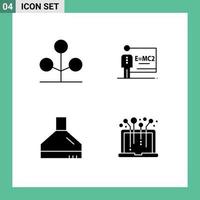 Mobile Interface Solid Glyph Set of 4 Pictograms of forest fan tree teacher hardware Editable Vector Design Elements