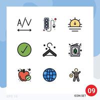 paquete de iconos de vector de stock de 9 signos y símbolos de línea para ropa de puesta de sol de suspensión de tarjeta elementos de diseño de vector editables completos