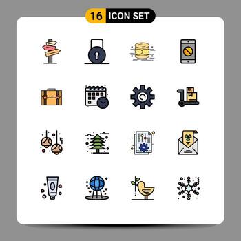 Set of 16 Modern UI Icons Symbols Signs for business mobile database disabled mobile monitoring Editable Creative Vector Design Elements