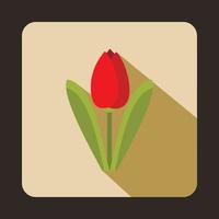 icono de tulipán, estilo plano vector