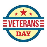 Round veterans day logo, flat style vector