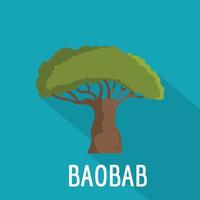 icono de árbol baobab, estilo plano vector