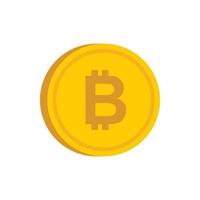 Gold coin with bitcoin sign icon, flat style vector