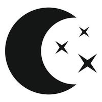 icono de noche de luna, estilo negro simple vector