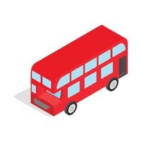 English red bus icon, isometric 3d style vector