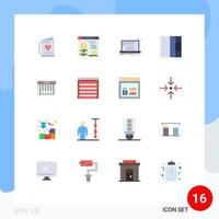 Pack of 16 Modern Flat Colors Signs and Symbols for Web Print Media such as shopping barcode connection bar grid Editable Pack of Creative Vector Design Elements