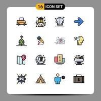 conjunto de 16 iconos de interfaz de usuario modernos símbolos signos para navidad camisa derecha flechas flecha elementos de diseño de vectores creativos editables