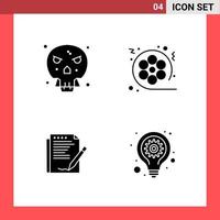 4 Icon Pack Solid Style Glyph Symbols on White Background Simple Signs for general designing Creative Black Icon vector background