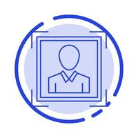 usuario id de usuario id imagen de perfil línea punteada azul icono de línea vector