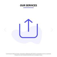 Our Services Instagram Up Upload Solid Glyph Icon Web card Template vector