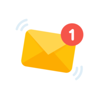 Yellow envelope. The concept of communication and email notification via online channels. png