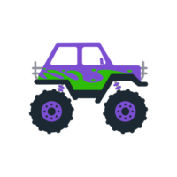 Reihe von Monstertrucks. Pickup-Truck mit großen Rädern Cartoon-Autodesign-Ideen für Jungen. png