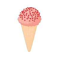Strawberry ice cream icon, cartoon style vector