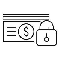 Lock money cash icon, outline style vector