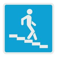 Man descending the stairway icon, flat style. vector