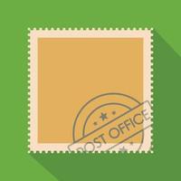 Postage stamp with seal icon, flat style vector