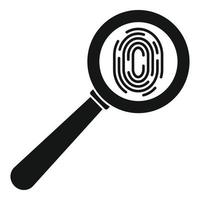 Magnifier fingerprint icon, simple style vector