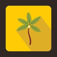 Coconut palm tree icon in flat style vector