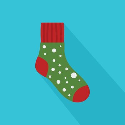 Fluffy sock icon, flat style