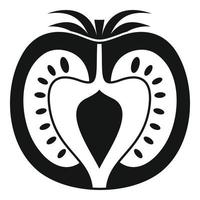 Half tomato icon, simple style vector
