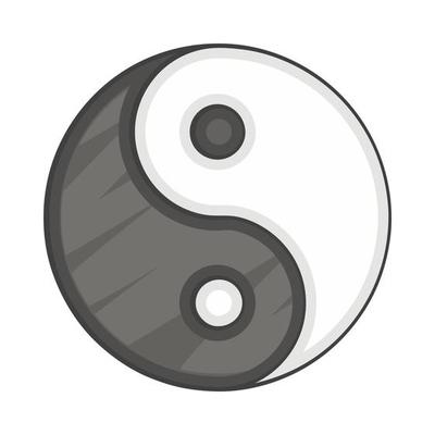 Ying yang icon, cartoon style