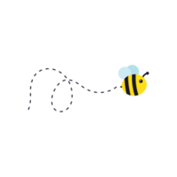 chemin de vol des abeilles. une abeille volant en pointillé la trajectoire de vol d'une abeille vers le miel. png