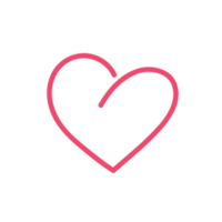 Hand drawn heart line. red heart love on valentines day png