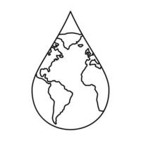 icono de gota de agua de la tierra, estilo de esquema vector