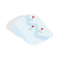 Ski route icon in isometric 3d style vector