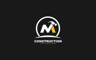 M logo construction vector for woodworking company. initial letter hammer template vector illustration for your brand.