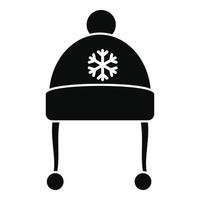 Red winter hat icon, simple style vector