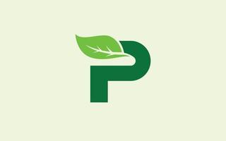 P logo leaf for identity. nature template vector illustration for your brand.