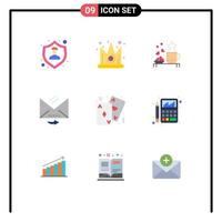 Universal Icon Symbols Group of 9 Modern Flat Colors of reply email tea answer loving Editable Vector Design Elements