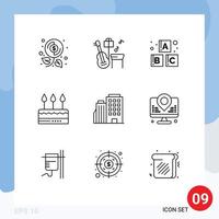 Modern Set of 9 Outlines and symbols such as home hotel baby party event Editable Vector Design Elements