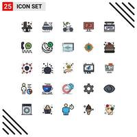 conjunto de 25 iconos de interfaz de usuario modernos signos de símbolos para elementos de diseño de vector editables de planta de computadora de construcción wifi abierta