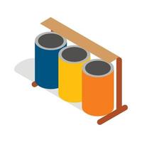 icono de tres cubos de basura selectivos de colores vector