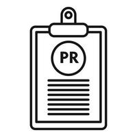 Pr clipboard icon, outline style vector