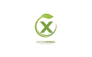 X logo leaf for identity. nature template vector illustration for your brand.