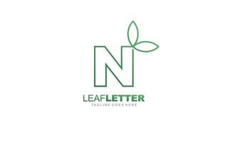 N logo leaf for identity. nature template vector illustration for your brand.
