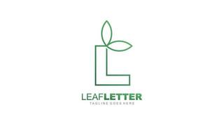 L logo leaf for identity. nature template vector illustration for your brand.