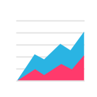 Line graph comparing business performance. Company earnings report concept png