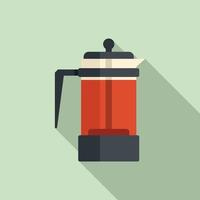 Tea press pot icon, flat style vector