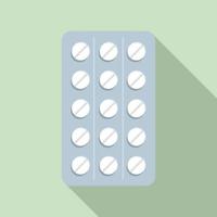Treatment pills pack icon, flat style