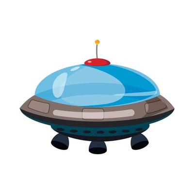 Flying saucer icon, cartoon style