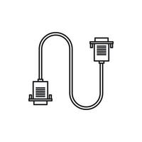 icono de computadora de alambre de cable, estilo de esquema vector