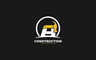 A logo construction vector for woodworking company. initial letter hammer template vector illustration for your brand.